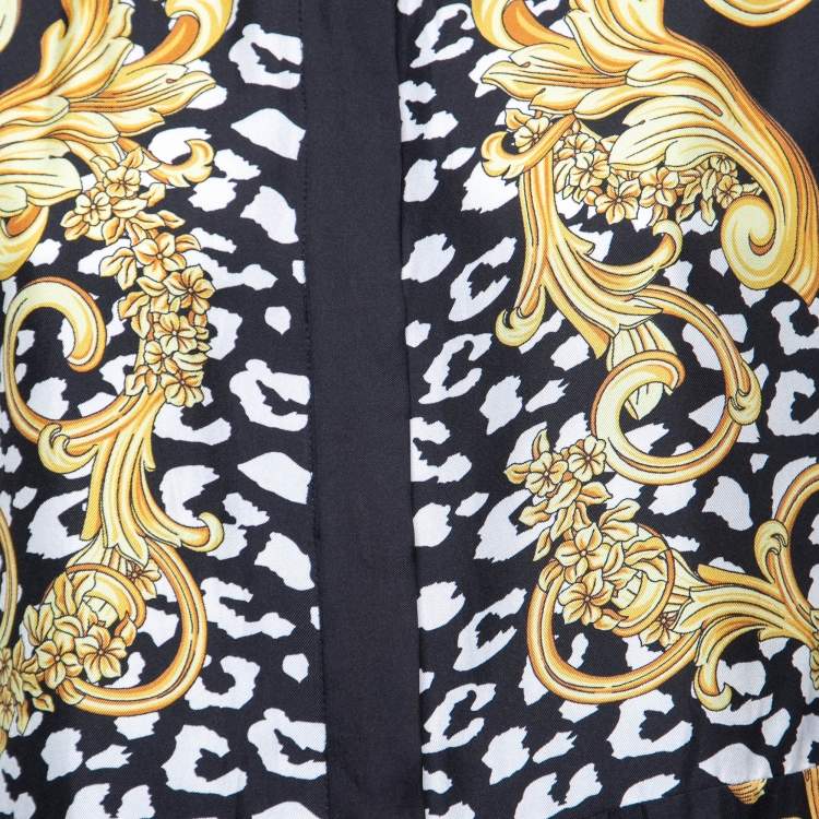 Pre Owned  Versace Black Baroque Printed Silk Shirt Dress S