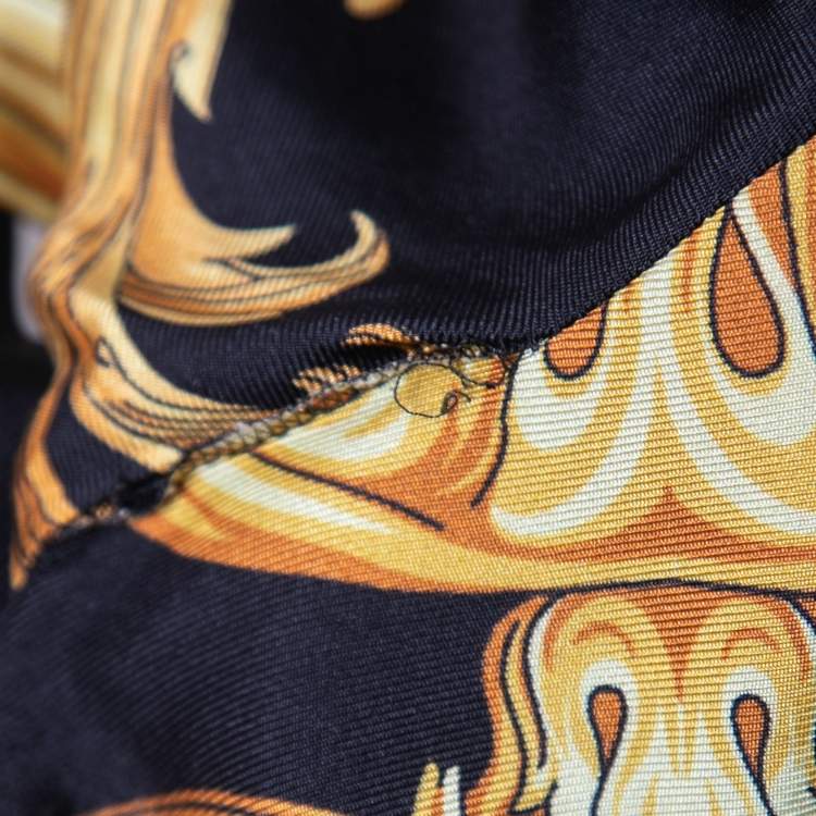 Pre Owned  Versace Black Baroque Printed Silk Shirt Dress S