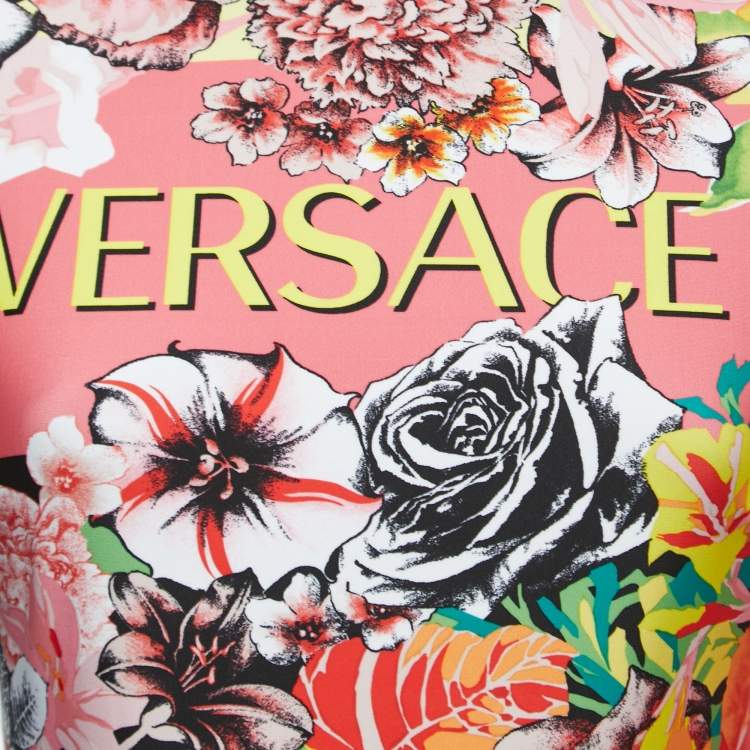 Pre Owned Versace Multicolor Floral Mania Print Stretch Jersey Bodysuit S