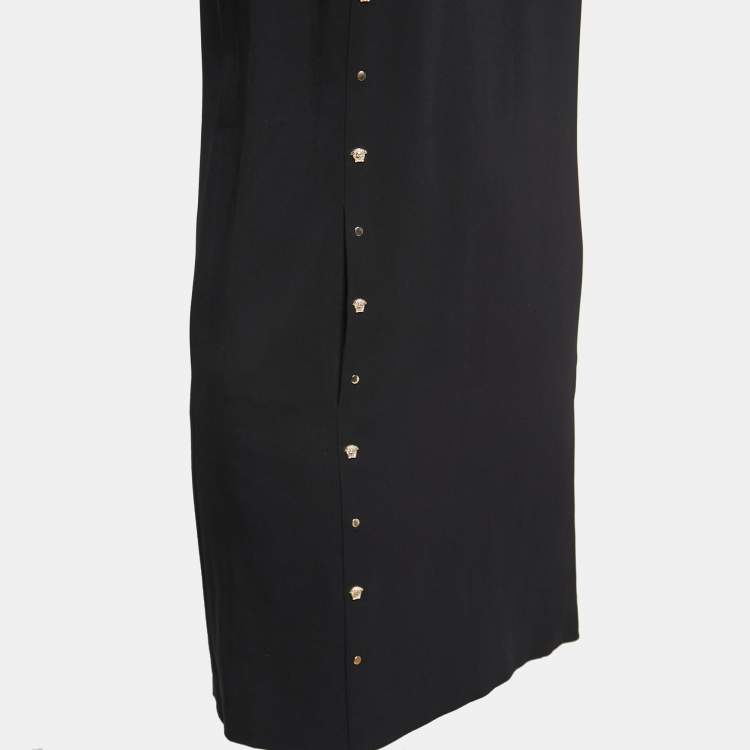Pre Owned Versace Black Crepe Studded Shift Dress S