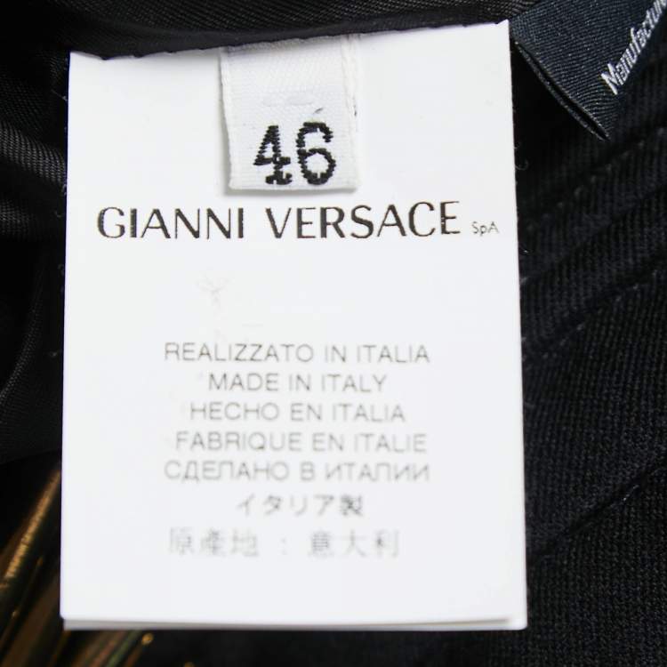Pre Owned Versace Black Wool Pencil Skirt L