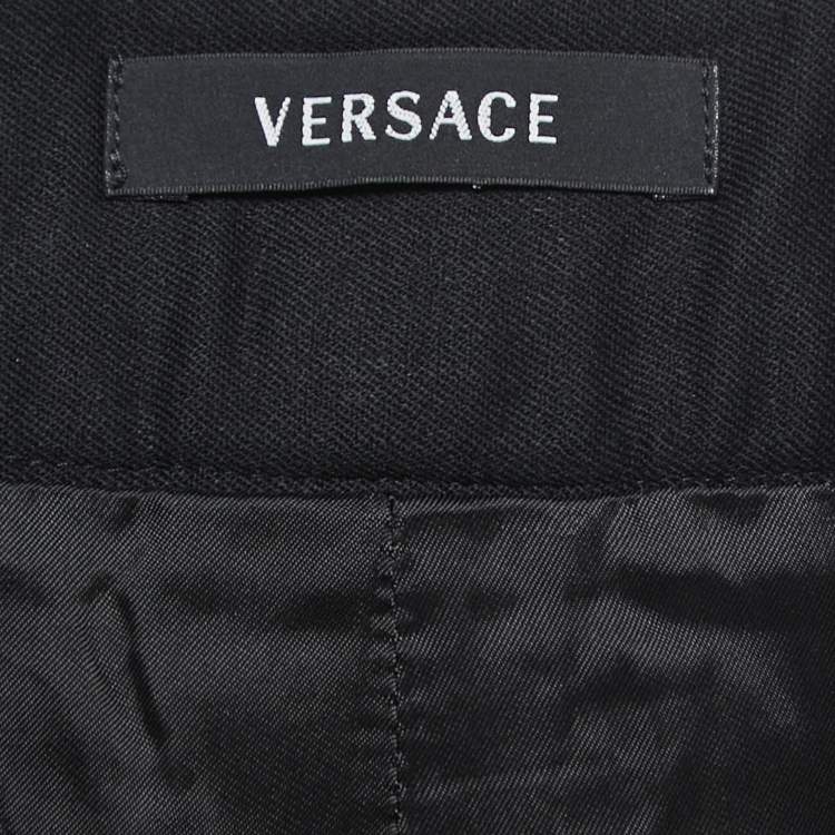 Pre Owned Versace Black Wool Pencil Skirt L