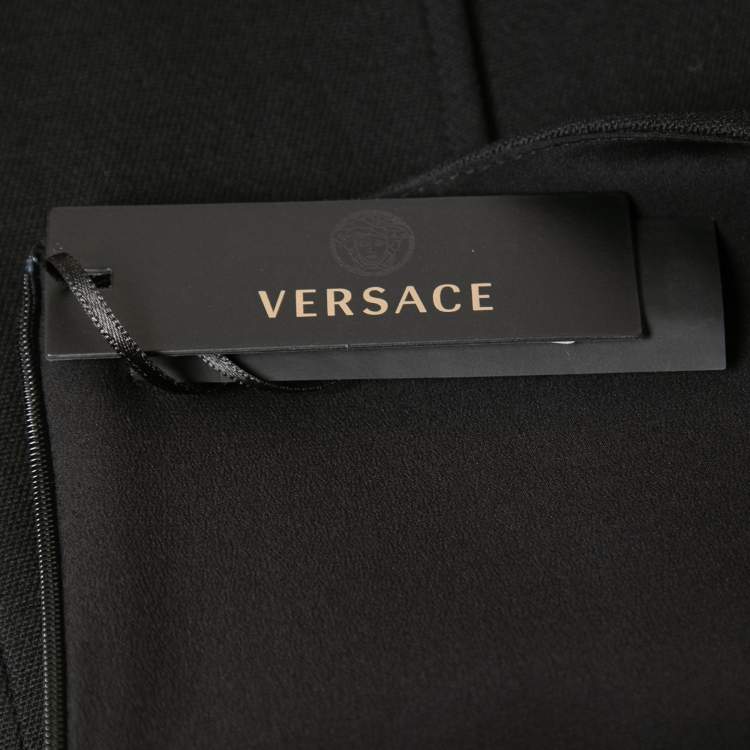 Pre Owned Versace Black Wool Blend Pleated Midi Skirt M