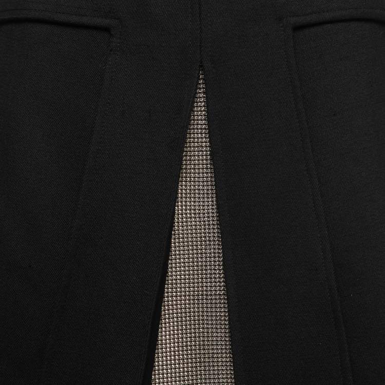 Pre Owned Versace Black Wool Blend Pleated Midi Skirt M