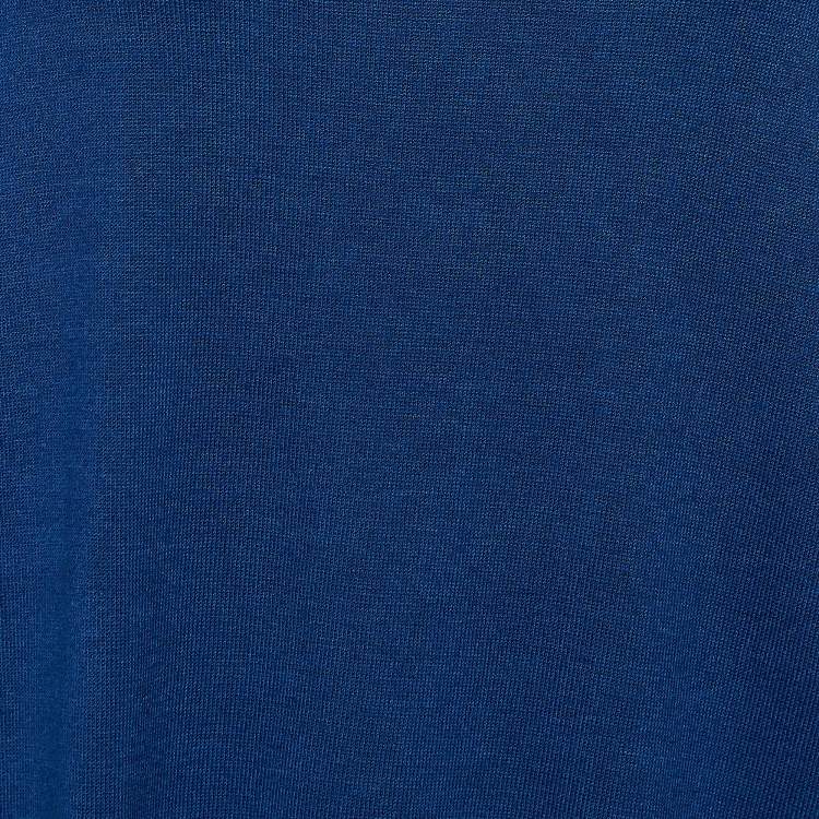 Pre Owned Versace Blue Knit & Chiffon Paneled V-Neck Jumper XXS