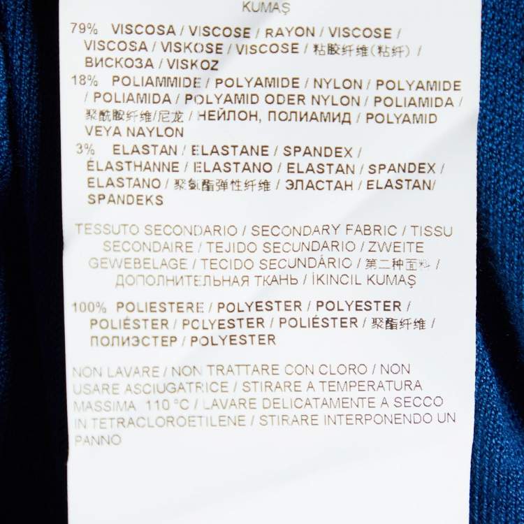 Pre Owned Versace Blue Knit & Chiffon Paneled V-Neck Jumper XXS