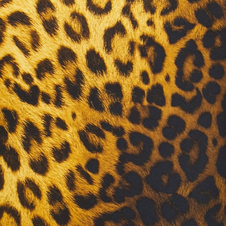 Pre Owned Versace Yellow Animal Printed Crepe Shift Midi Dress S