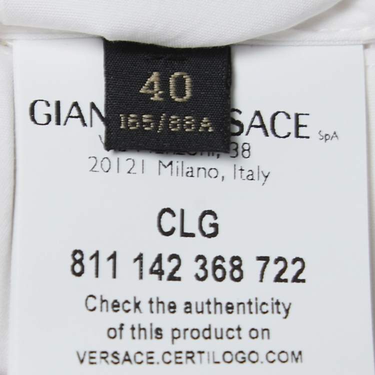 Pre Owned Versace White Cotton Stud Detail Button Front Shirt S