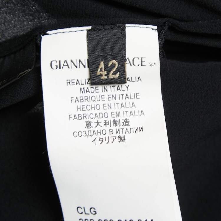 Pre Owned Versace Black Silk Button Front  Tie Detail Mini Shirt Dress M