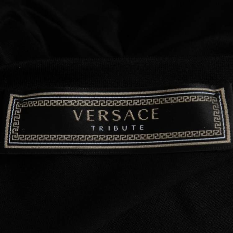 مملوكة مسبقًا Versace Tribute Black Vintage Logo Print Cotton T-Shirt S