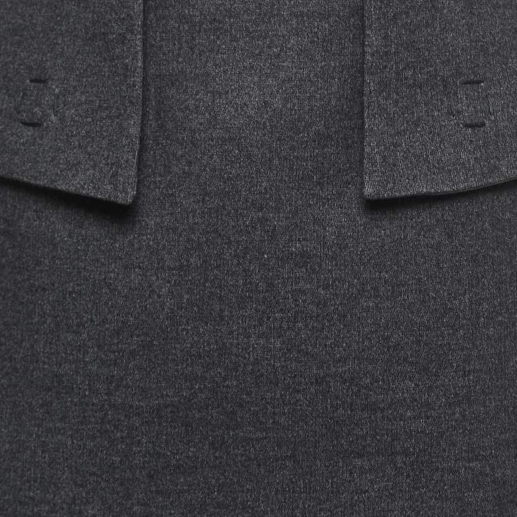 Pre Owned Versace Black Wool & Silk Pencil Skirt S