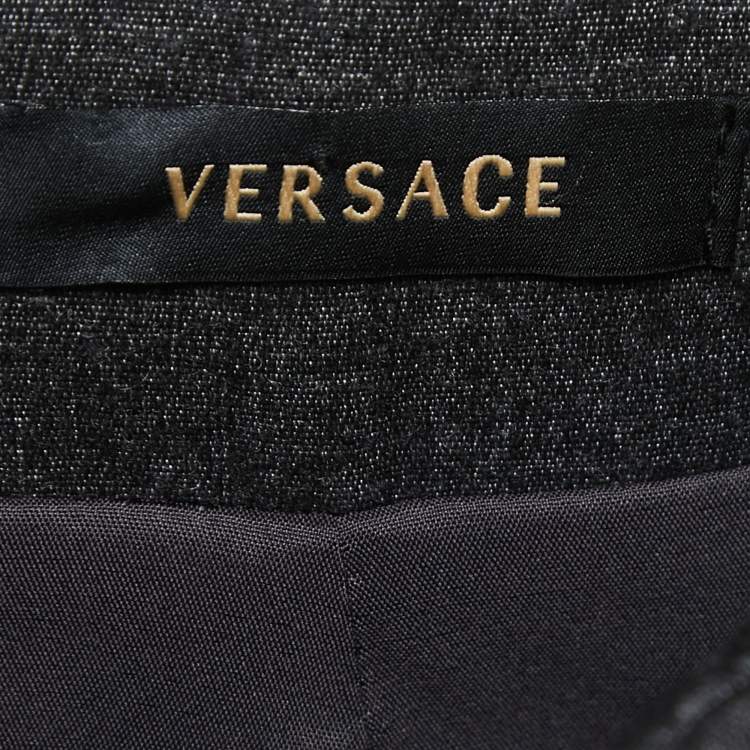 Pre Owned Versace Black Wool & Silk Pencil Skirt S