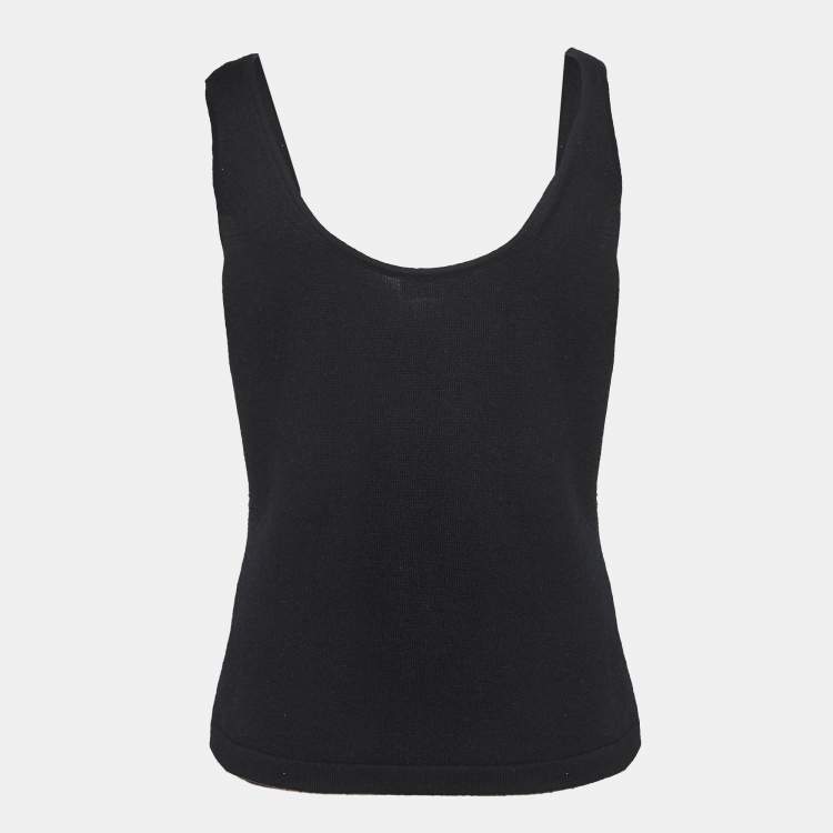 Pre Owned Versace Vintage Black Wool Knit Tank Top M
