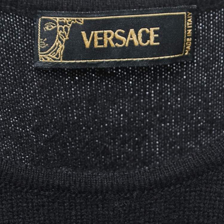 Pre Owned Versace Vintage Black Wool Knit Tank Top M