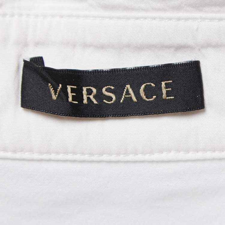 Pre Owned Versace White Cotton Stud Detail Full Sleeve Shirt M