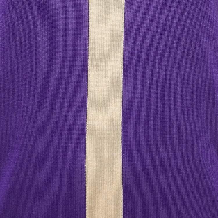 Pre Owned Versace Purple Silk Knit Contrast Trim Sleeveless Top L