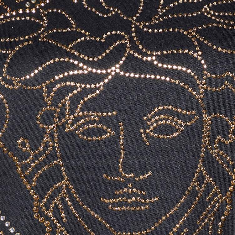 Pre Owned Versace Black Medussa Embellished Jersey Sweatshirt M