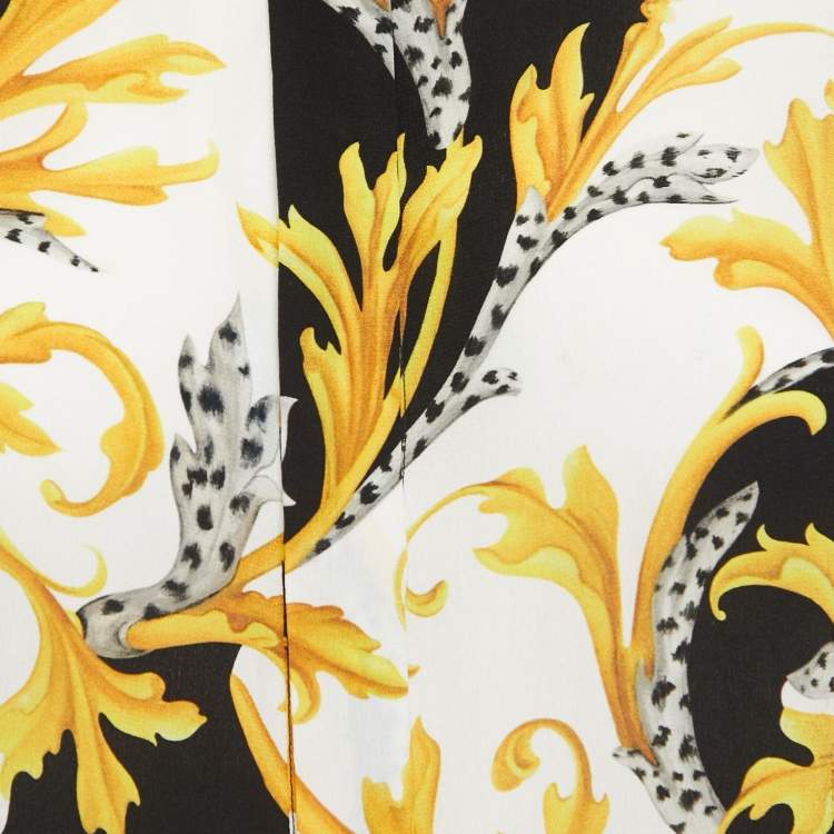 Pre Owned Versace Black/Gold Baroque Printed Silk Shirt S