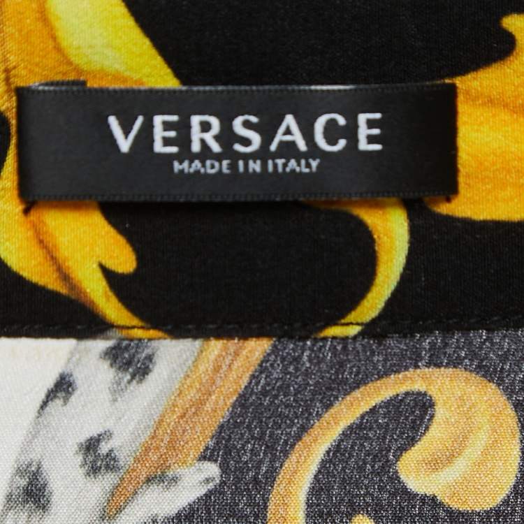 Pre Owned Versace Black/Gold Baroque Printed Silk Shirt S