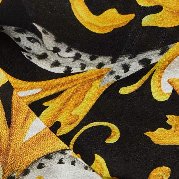 Pre Owned Versace Black/Gold Baroque Printed Silk Shirt S