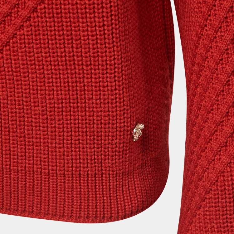 Pre Owned Versace Red Wool Knit Turtleneck Sweater M