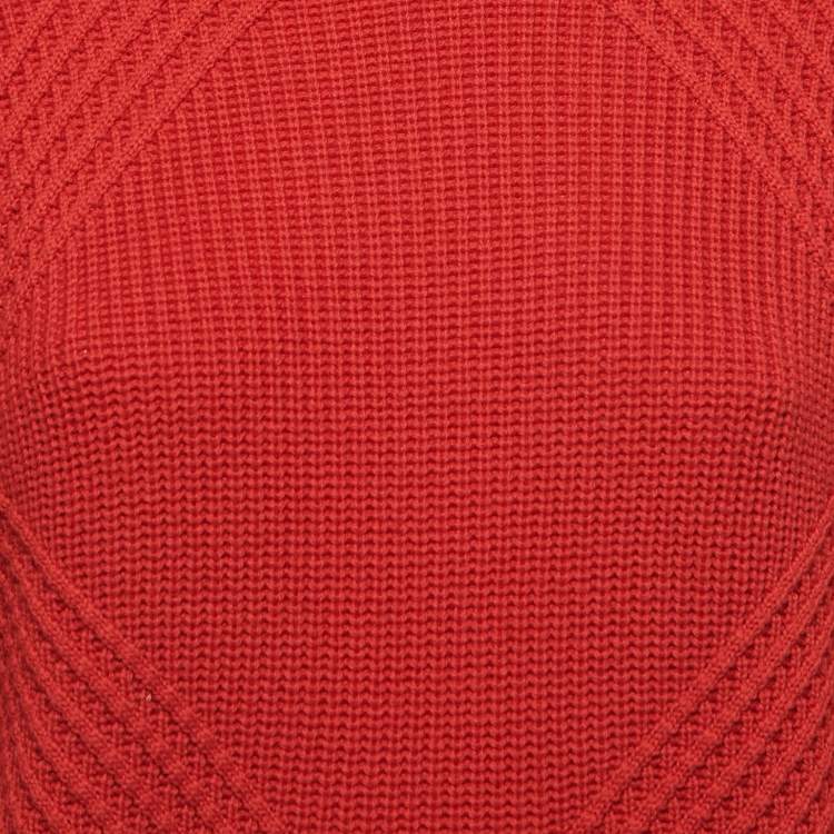 Pre Owned Versace Red Wool Knit Turtleneck Sweater M