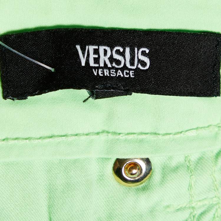 Pre Owned Versus Versace Neon Green Cotton Tapered Jeans M