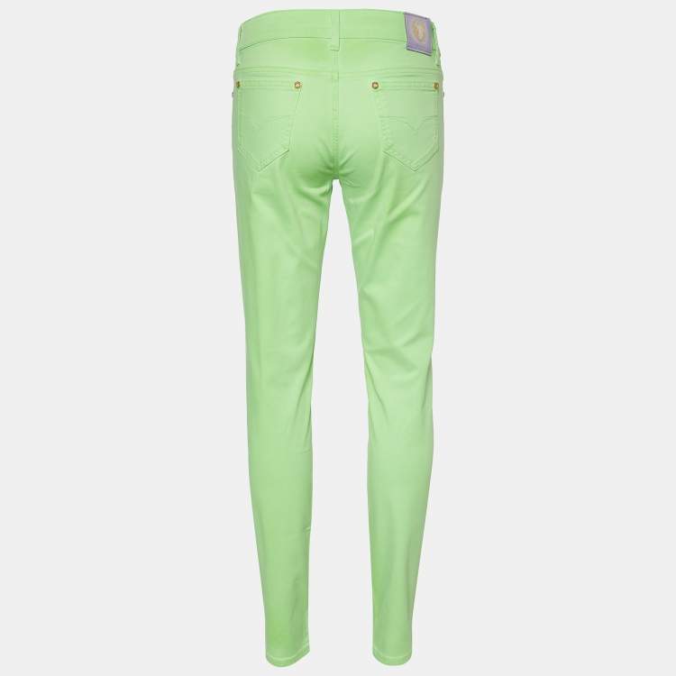 Pre Owned Versus Versace Neon Green Cotton Tapered Jeans M