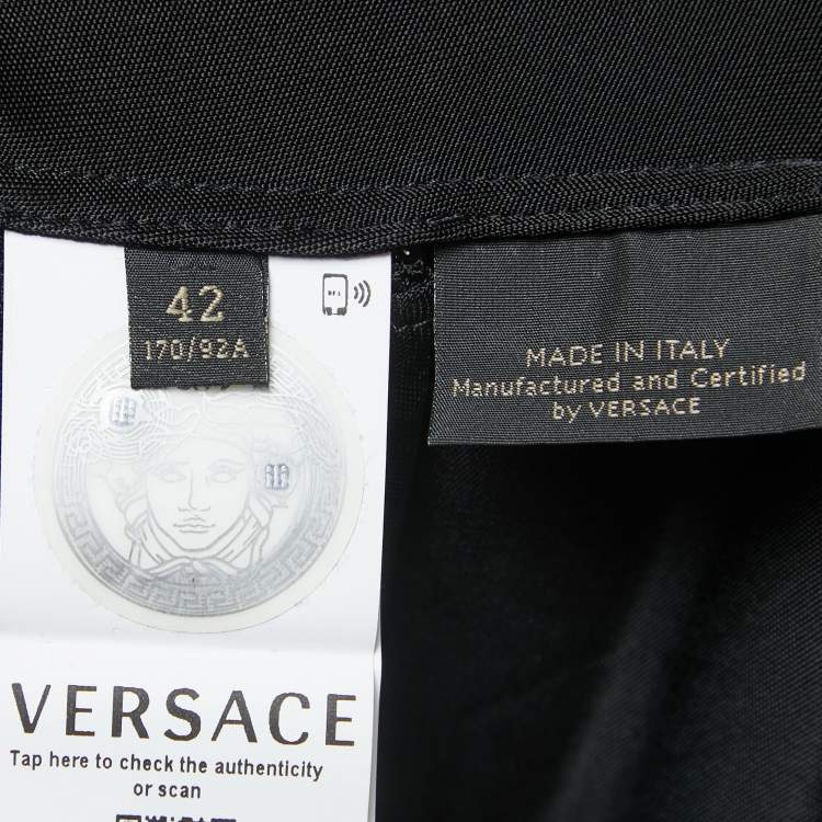 Pre Owned Versace Black Jersey Cowl Neck Sleeveless Flared Short Dress M