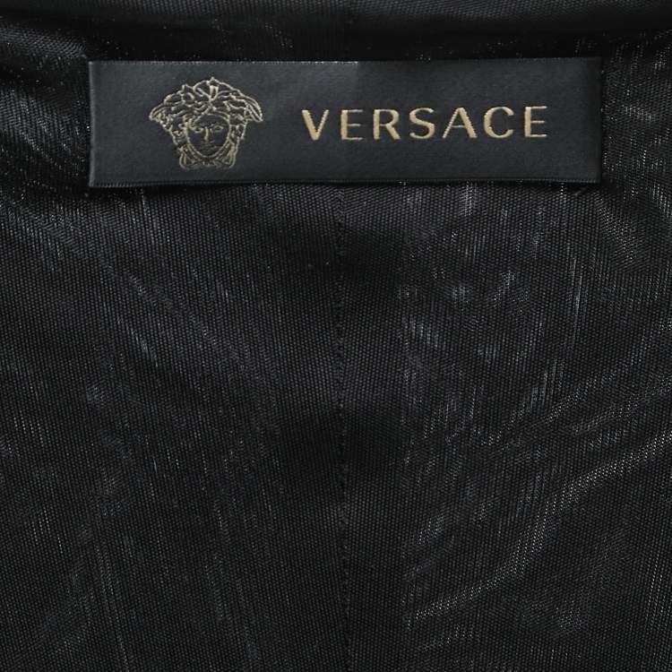 Pre Owned Versace Black Jersey Cowl Neck Sleeveless Flared Short Dress M