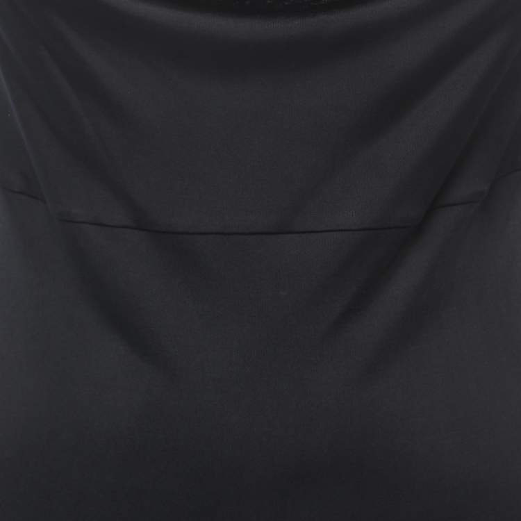 Pre Owned Versace Black Jersey Cowl Neck Sleeveless Flared Short Dress M