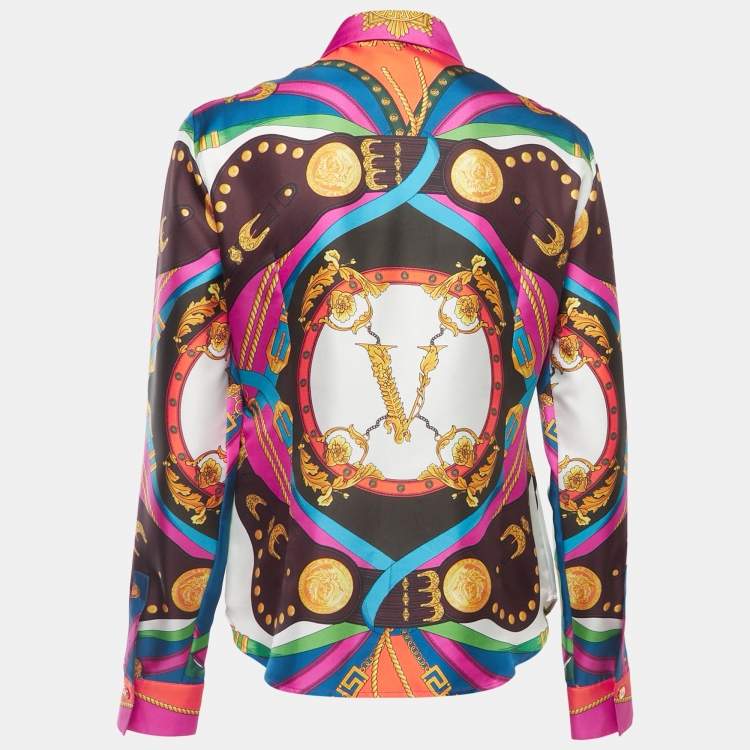 Versace Multicolor Baroque Printed Silk Twill Shirt S Versace