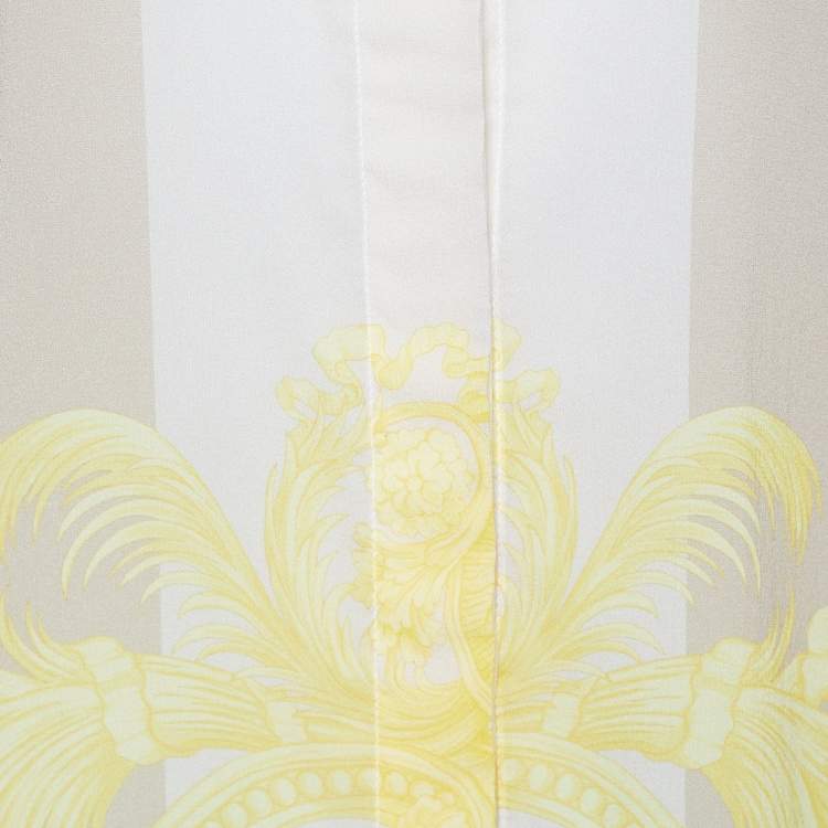 Pre Owned Versace Multicolor Print Sleeve Tab Detail Silk Blouse S
