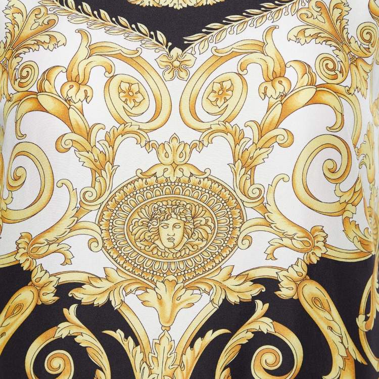 Pre Owned Versace Black Baroque Printed Silk & Knit Tank Top S