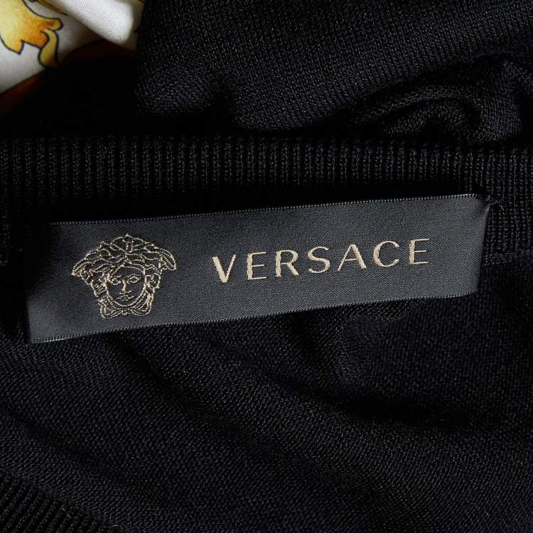 Pre Owned Versace Black Baroque Printed Silk & Knit Tank Top S