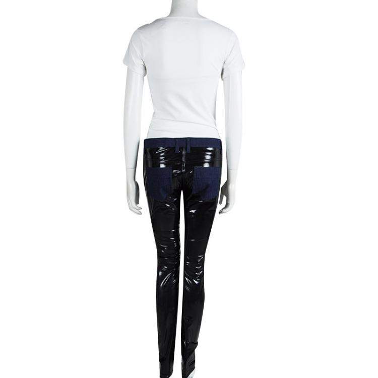Pre Owned Versace Indigo Dark Wash Denim Contrast Paneled Jeans M