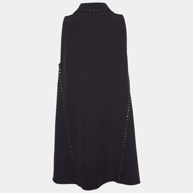 Pre Owned Versace Collection Black Crepe Metal Detail Shift Dress L