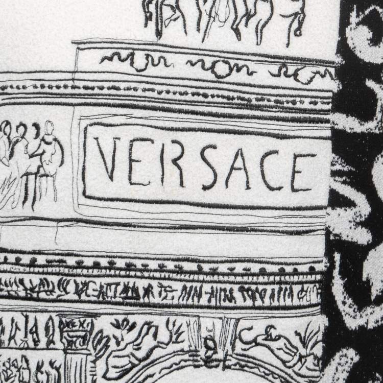 Pre Owned Versace Black/White Patterned Knit Sweatshirt XL