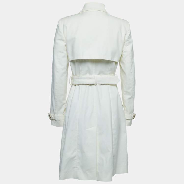 Pre Owned Versace Cream Cotton Double Breasted Belted Trench Coat M