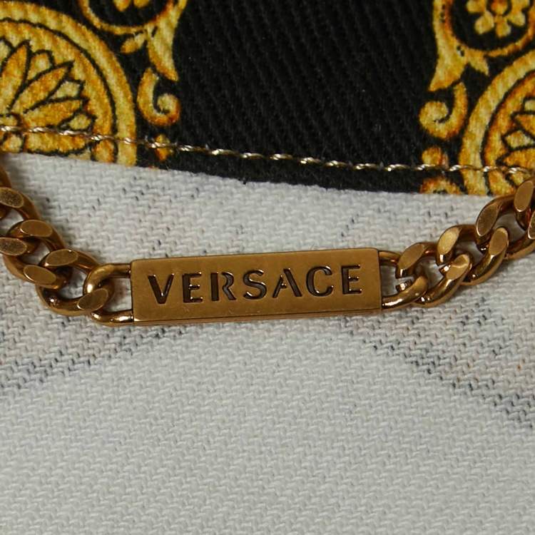 Pre Owned Versace Multicolor Baroque Printed Denim Cropped Jacket L