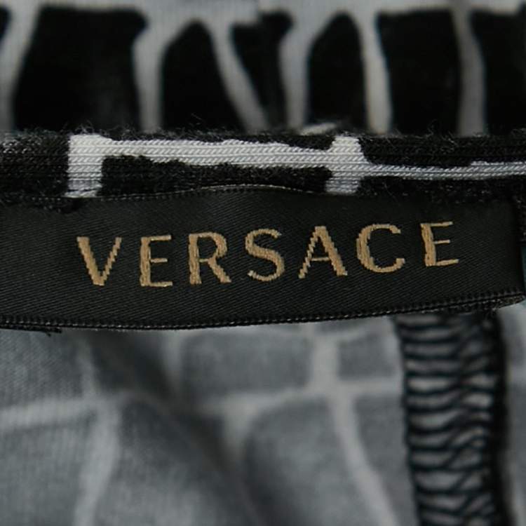 Pre Owned Versace Black/Blue Baroque Medusa Print Jersey T-Shirt XS