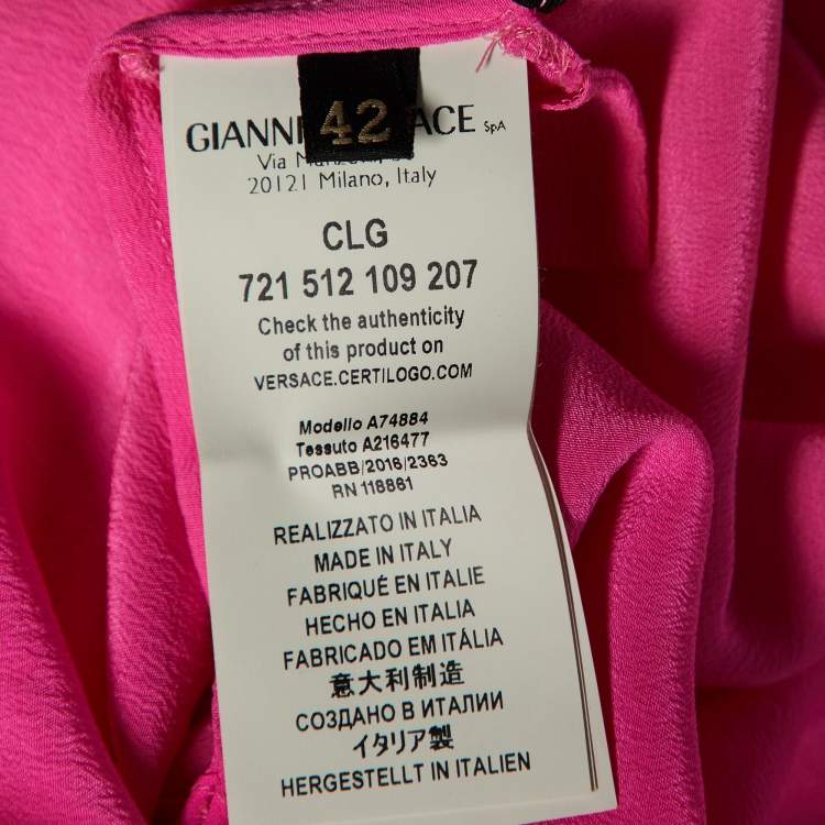 Pre Owned Versace Pink Silk Chiffon Neck Tie Detail Sleeveless Top M