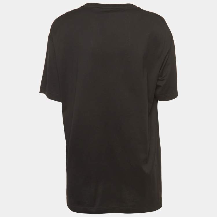 Pre Owned Versace Tribute Black Logo Cotton T-Shirt L