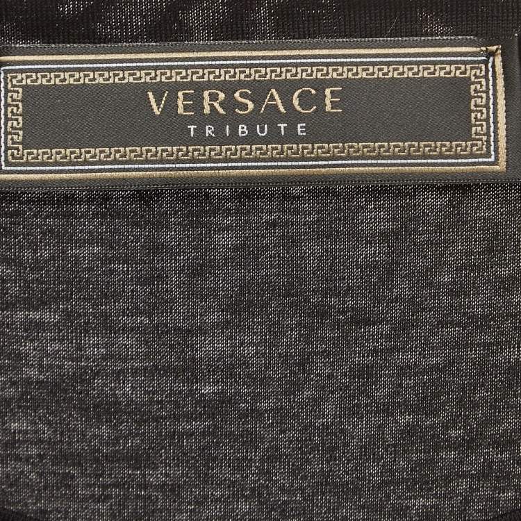 Pre Owned Versace Tribute Black Logo Cotton T-Shirt L
