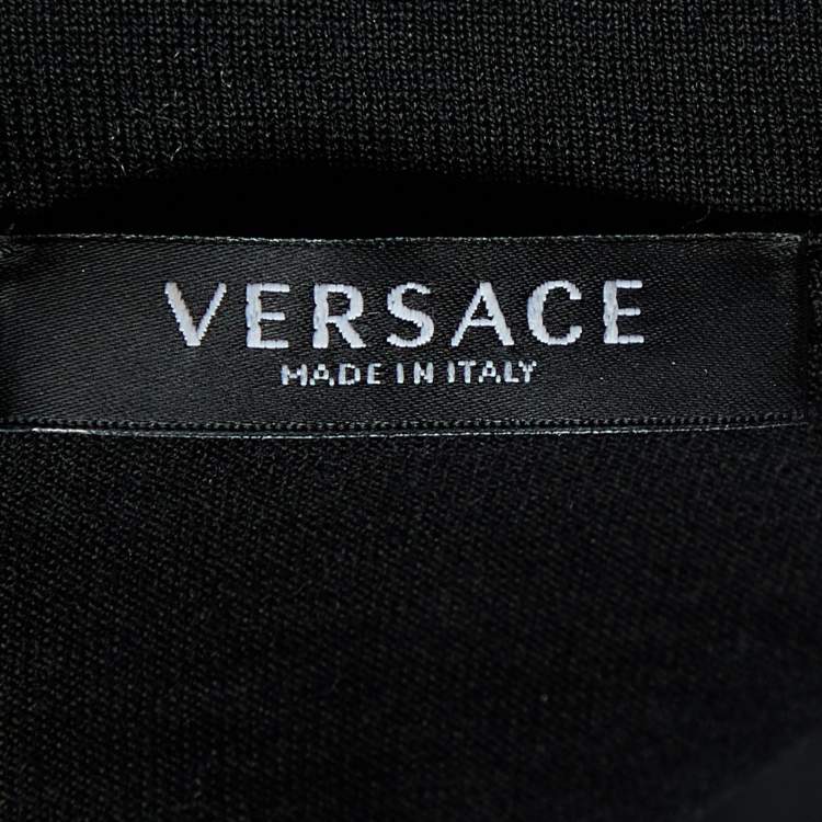 Pre Owned Versace Black Logo Embroidered Cotton Twisted Hem Crop T-Shirt S