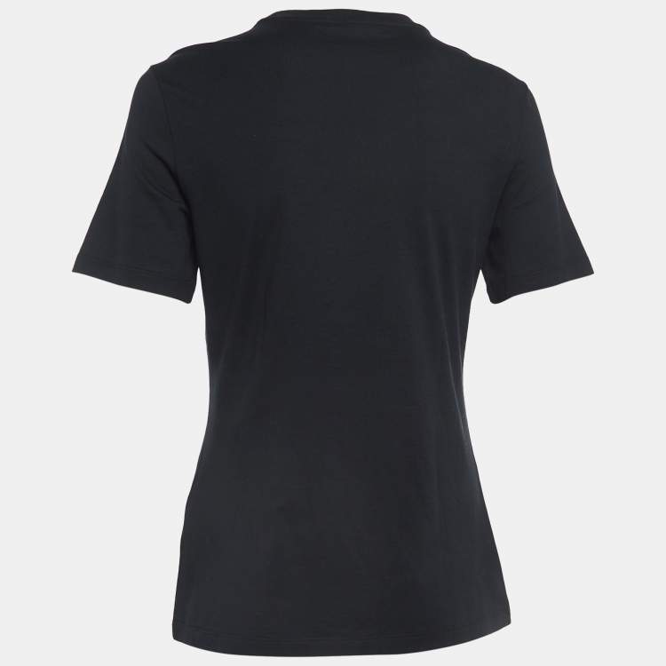 Pre Owned Versace Black Embellished Logo Cotton Jersey T-Shirt XS