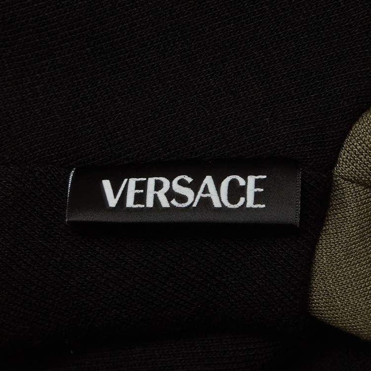 Pre Owned Versace Multicolor Logo Print Cotton-Blend Cropped Hoodie XS