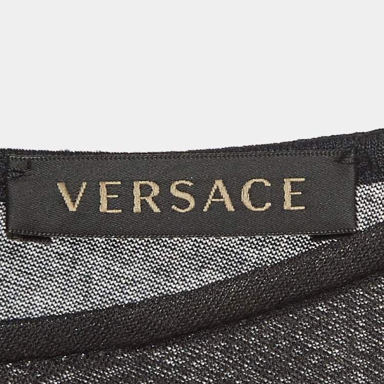 Pre Owned Versace Black Printed Jersey Loose Fit Tank Top S