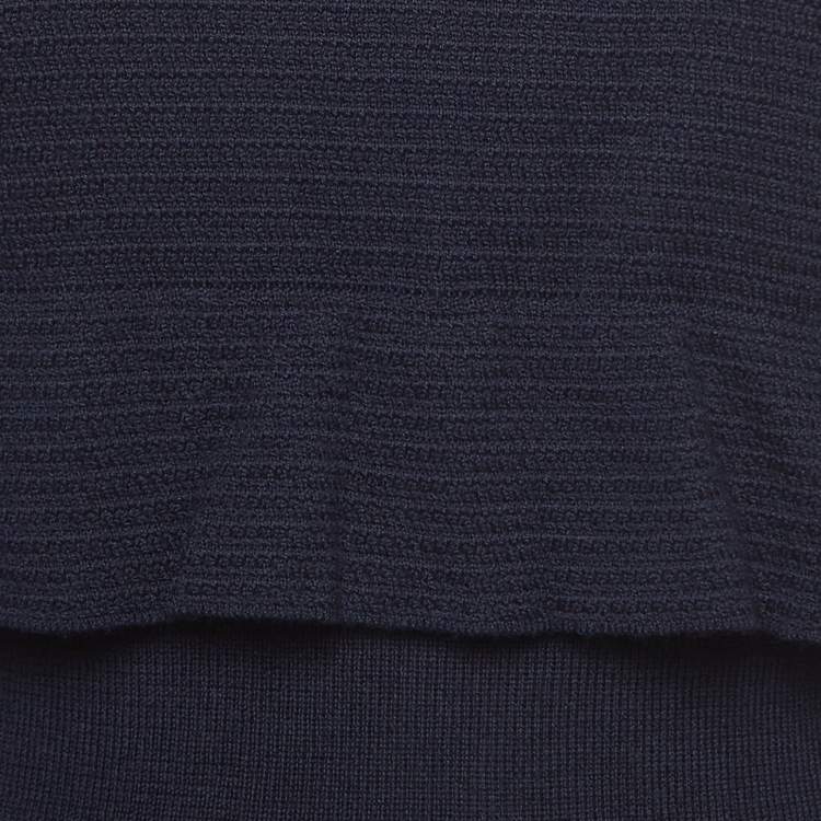 Pre Owned Versace Navy Blue Wool Knit Turtle Neck Long Sleeve Top M