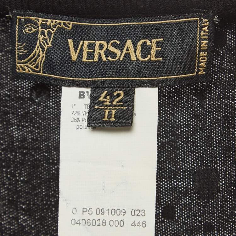 Pre Owned Versace Black Crystal Embellished Jersey V-Neck Tank Top M